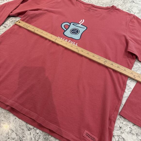 Life Is Good Women’s T Shirt Crusher Tee Top Size XL Half Full Coffee Mug LS - Picture 6 of 7